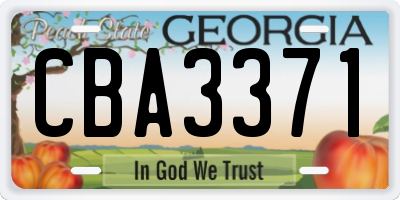 GA license plate CBA3371