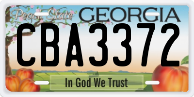 GA license plate CBA3372