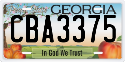GA license plate CBA3375