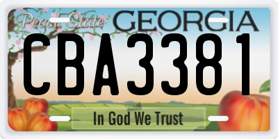GA license plate CBA3381