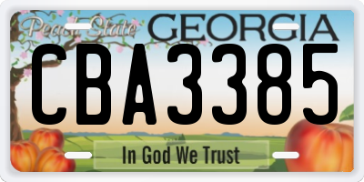 GA license plate CBA3385