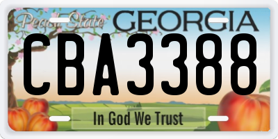 GA license plate CBA3388