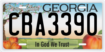 GA license plate CBA3390