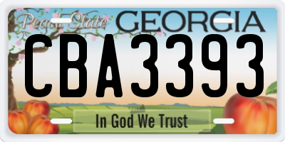GA license plate CBA3393