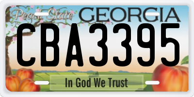 GA license plate CBA3395