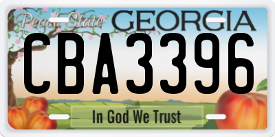 GA license plate CBA3396
