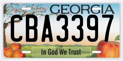 GA license plate CBA3397