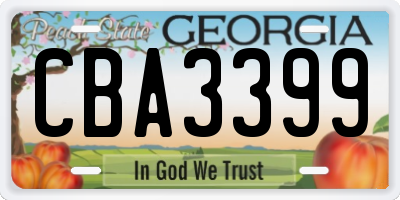 GA license plate CBA3399