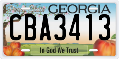 GA license plate CBA3413