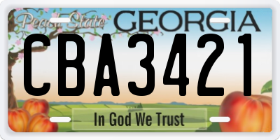 GA license plate CBA3421