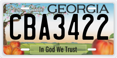 GA license plate CBA3422