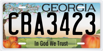 GA license plate CBA3423