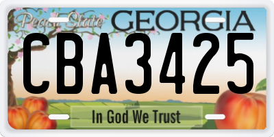 GA license plate CBA3425