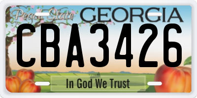 GA license plate CBA3426