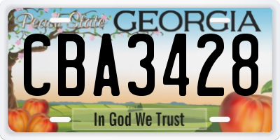 GA license plate CBA3428