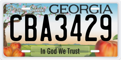 GA license plate CBA3429