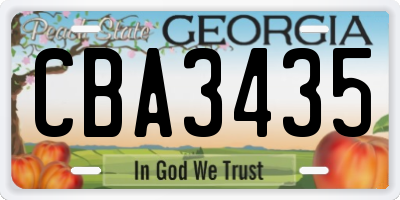 GA license plate CBA3435