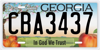 GA license plate CBA3437