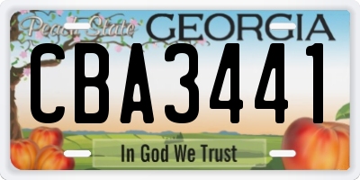 GA license plate CBA3441