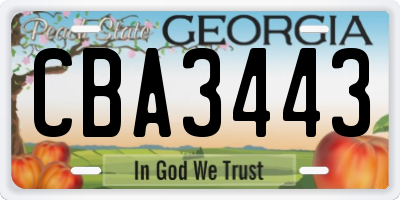 GA license plate CBA3443