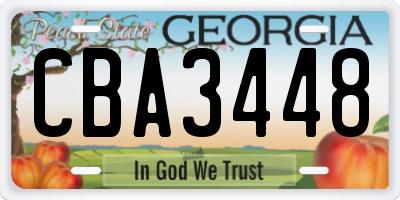 GA license plate CBA3448