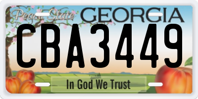 GA license plate CBA3449