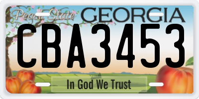 GA license plate CBA3453