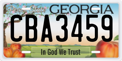 GA license plate CBA3459