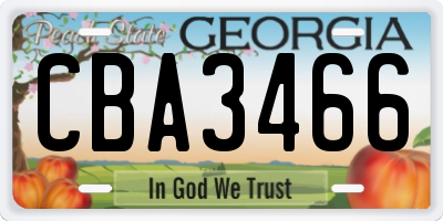 GA license plate CBA3466