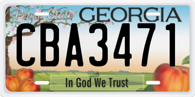 GA license plate CBA3471