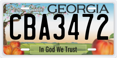 GA license plate CBA3472