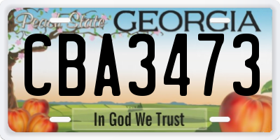 GA license plate CBA3473