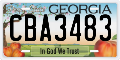 GA license plate CBA3483