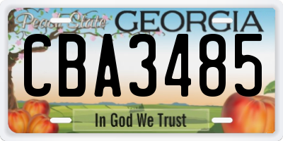 GA license plate CBA3485