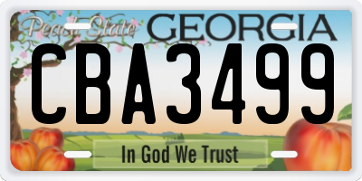 GA license plate CBA3499