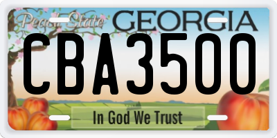 GA license plate CBA3500