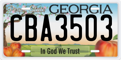 GA license plate CBA3503
