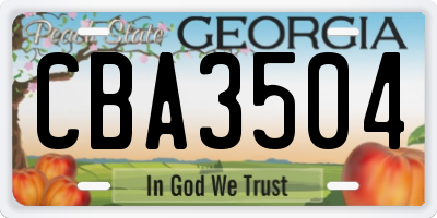 GA license plate CBA3504