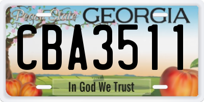 GA license plate CBA3511