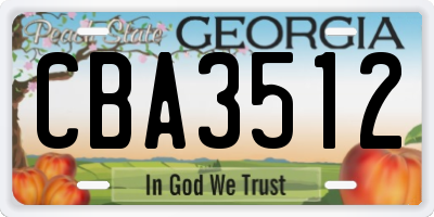 GA license plate CBA3512