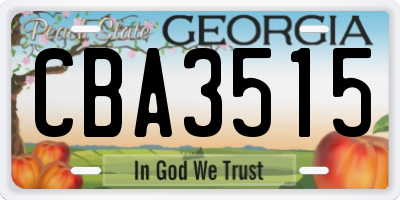 GA license plate CBA3515