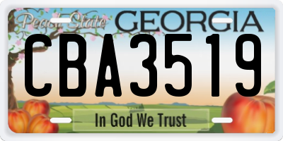 GA license plate CBA3519