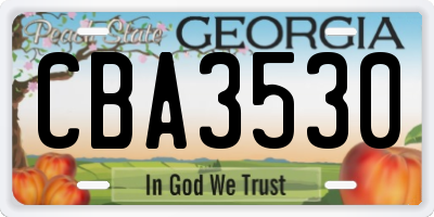 GA license plate CBA3530