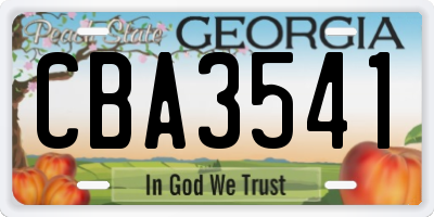 GA license plate CBA3541