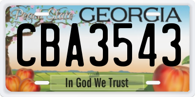 GA license plate CBA3543