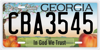 GA license plate CBA3545
