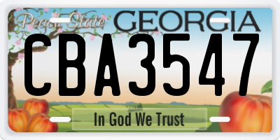 GA license plate CBA3547