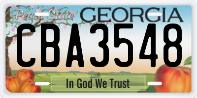 GA license plate CBA3548
