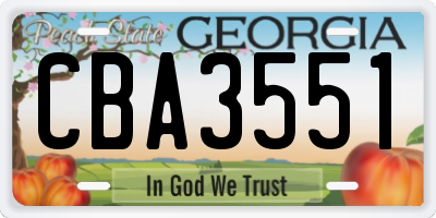 GA license plate CBA3551