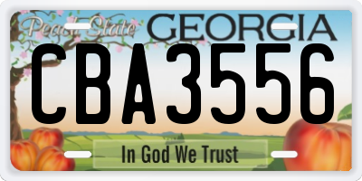 GA license plate CBA3556